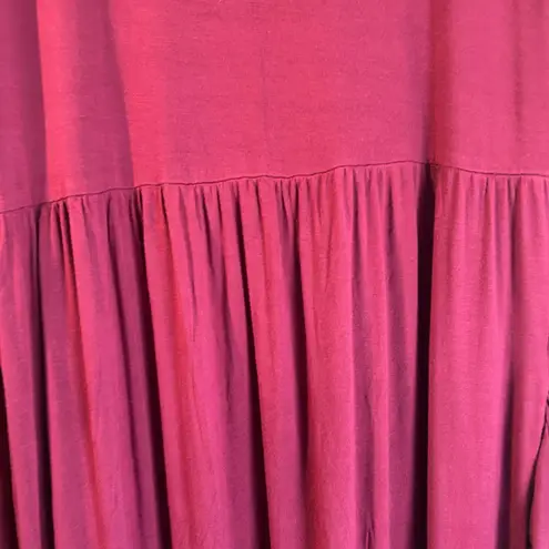 Bishuige Maxi Dress 2XL Burgundy Pockets Minimalist Lagenlook Casual Modest Boho Red Size XXL