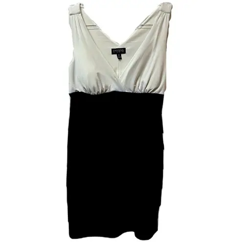 Enfocus Studio En Focus Studio Black & White Sleeveless V-Neck Bodycon Size 12 Dress