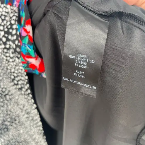 simply styled Vintage Mixed Print Wrap Dress Flutter Sleeve Floral Polka Dot S