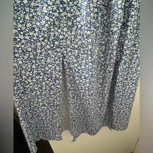 SheIn  Flower print blue long‎ dress