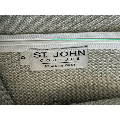 St. John Couture Santana Knit Silver Slip Dress Sleeveless USA Sz: 8 (b13)