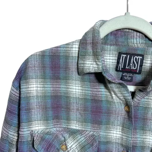 At Last New York Womens Sz S Plaid Flannel Long Sleeve Button Up Shirt Vintage - Image 4