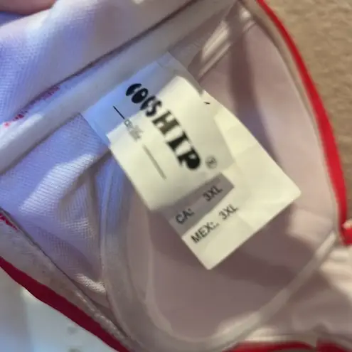 COCOSHIP Red White Striped Bikini Top Size 14