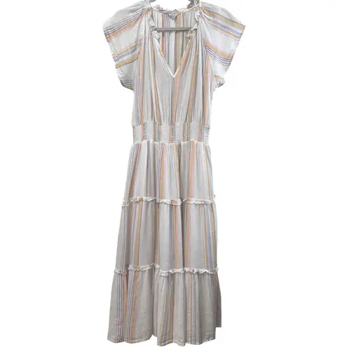 Rails Amellia Dress Merida Stripe Linen Blend Tiered Midi Dress Boho Small $228