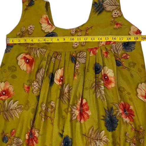 Vintage Handmade Dress Medium Fall Boho Cottage Dress Leaves Grandmacore leaf Tan