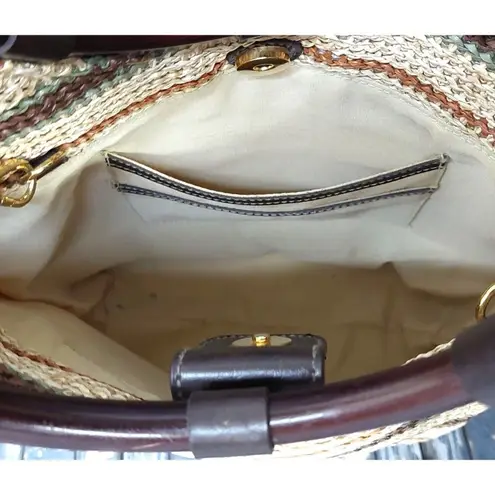 Amanda Smith Cute Woven Striped Round Handle Boho Bag with Detachable Strap