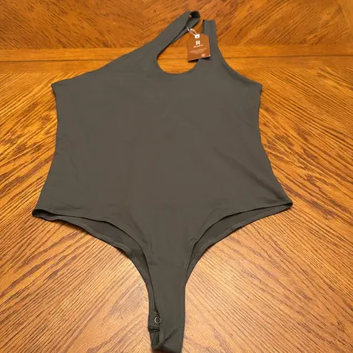 REORIA Butsmooth® Trendy Sexy Plunge One Shoulder Sleeveless V Backless Tank Green Size XL