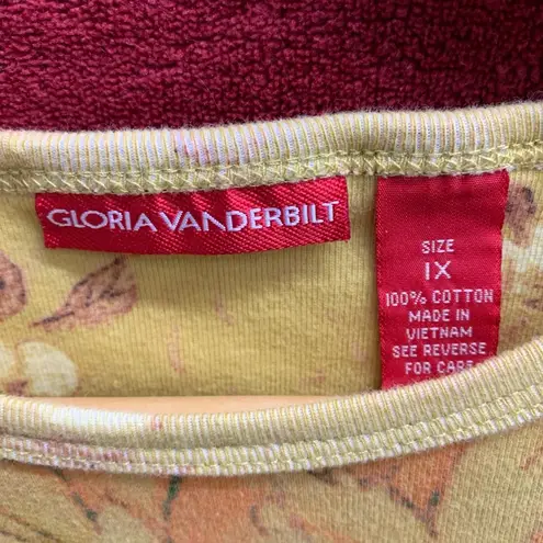 Gloria Vanderbilt B03-Women's Blouse, 1X, Yellow Floral VTG vintage