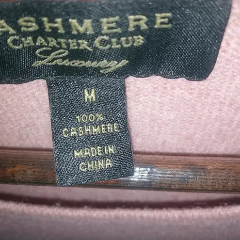 Charter Club Luxury M Cashmere Knit Crew Neck Long Sleeved Sweater Salmon Pink