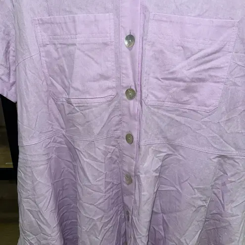 Pomander Place Lilac Meryl Shirt Dress button down pockets short sleeve aline Purple Size XXL