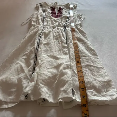 NIKIBIKI LAVENDER | BOHO White Gauzy Cross Stitched Embroidered Dress | Size Sm