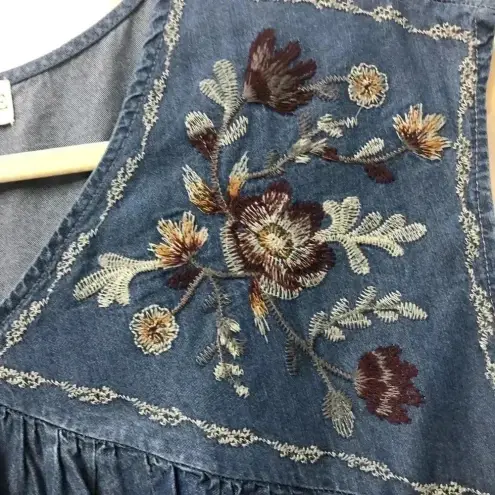 Knox Rose Knox‎ Rose Jean Tank Embroidered Floral Design - Size M