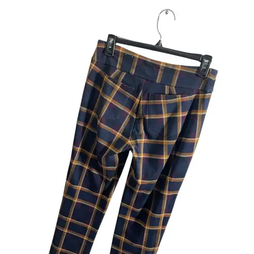 J McLaughlin Rylie Navy & Orange Plaid Pants Size XS Stretchy Slim Fit