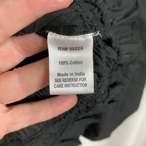 Love The Label Anthropologie Black Smocked Puff Sleeve Blouse Sz.S NWT