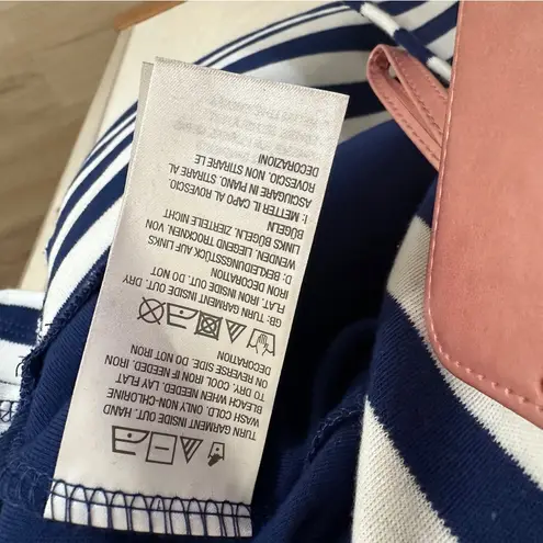 Quacker Factory Blue White Size XS Short Sleeve Striped Hem Knit Dress Grommets