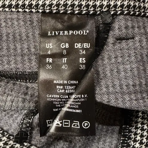 Liverpool SZ 4/27 Skinny Leg Pants Houndstooth Stretch Mid-Rise Zip-Fly Pockets