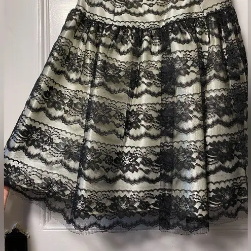 Gunne Sax Jessica McClintock Strapless Floral Lace Overlay Prom Dress Sz 9