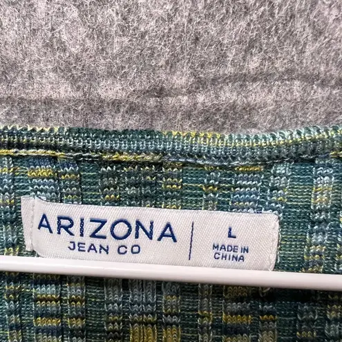 Arizona Jeans Arizona Jean Co Ruched Front V-Neck Ribbed Top Juniors Large Crop Fitted Blue