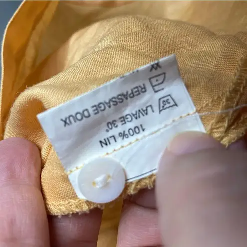 Chanon yellow linen button down shirt size T1 Gold Size M