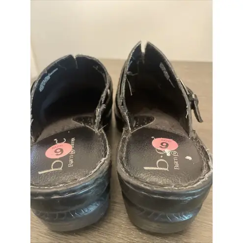BOC Born Concepts Black Leather Clogs Mules Womens Shoes Wedges Size 9 Slip On