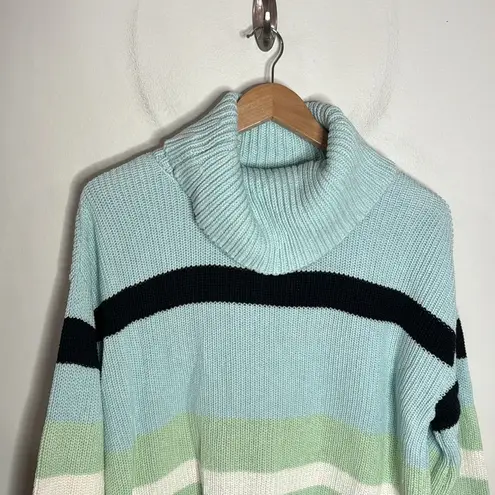 Adyson Parker Starlight Blue Combo Chunky knit striped cotton sweater Size L