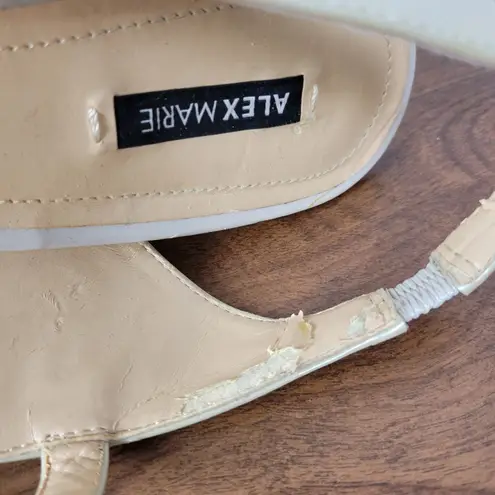 Alex Marie Alex Marie Womens Wedge Sandals 8.5 Yellow Patent Leather Peep Toe Slingback