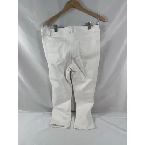 J. McLaughlin Jeans White Stretch Denim Crop Gold Hardware Size 12 Coastal