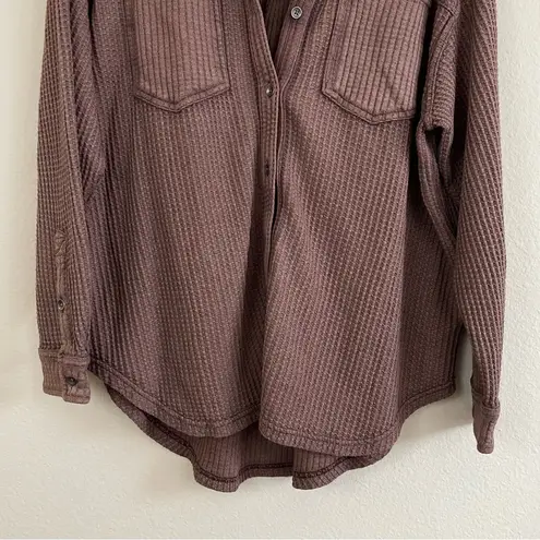 Aerie  Anytime Fave Waffle Shirt Oversized Shacket in Canyon Sun Brown Size S