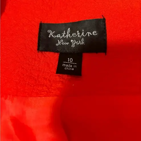 Katherine New York Coral Orange Open Front Cropped Blazer Size 10