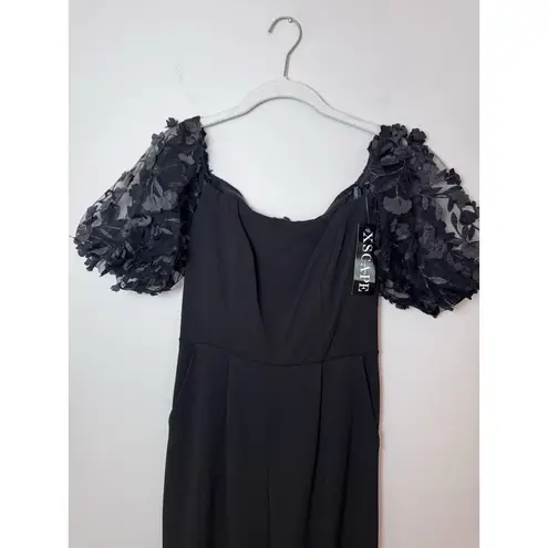 XScape Off-The-Shoulder ‘Belle’ Black Scuba Crepe Jumpsuit Size 4 NWT