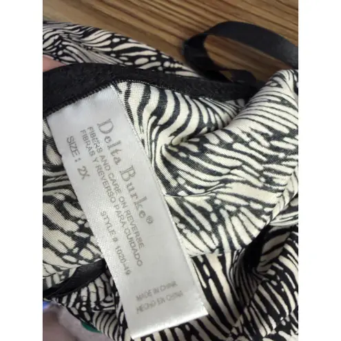 Vintage Delta Burke 2X Lace Trim Slip Dress Chemise Zebra Print Lingerie Plus Black Size XXL