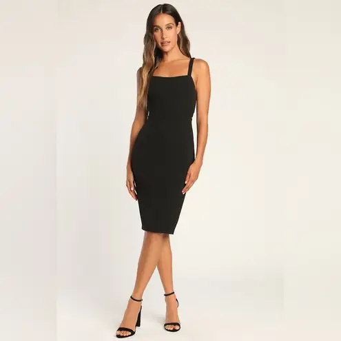 Lulus Guessing Game Black Bodycon Midi Dress XS Black