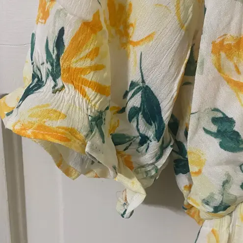 Ces Femme Floral Maxi Dress in Yellow and Green White Size L