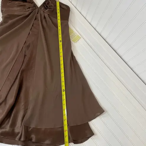 Donna Ricco NWT Women’s Brown Silk Midi Halter Dress Size 8