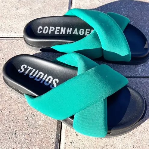 COPENHAGEN STUDIOS Textile Fiber Sandals in Green Size 6