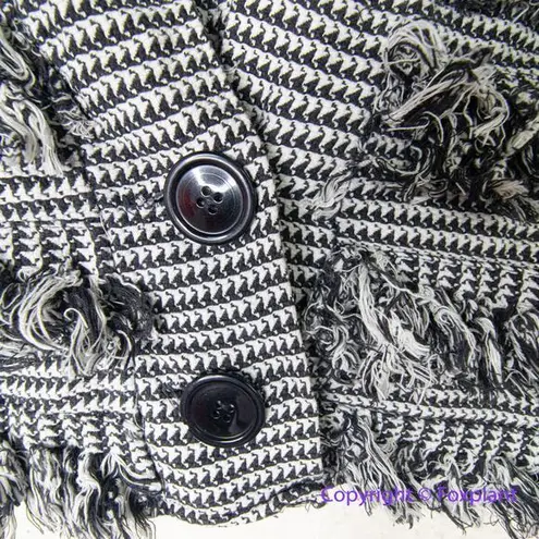 Vintage Paula Sweet sweater Jacket 100% cotton fringe, black white grey, size M Size M