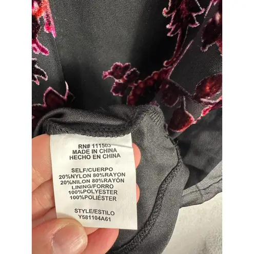 Luxology Sleeveless Shift Dress Womens 6 Black Floral Velvet Burnout Boho Goth