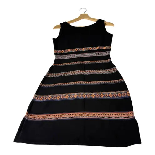 Peruvian Connection Knit Bodycon Dress Womens Medium Black Boho Whimsigoth