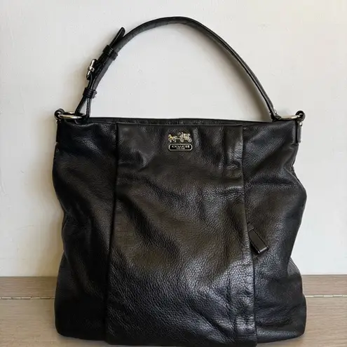 Coach  Madison Isabelle Black‎ Pebbled Leather Shoulder Hobo Bag A1373-21224