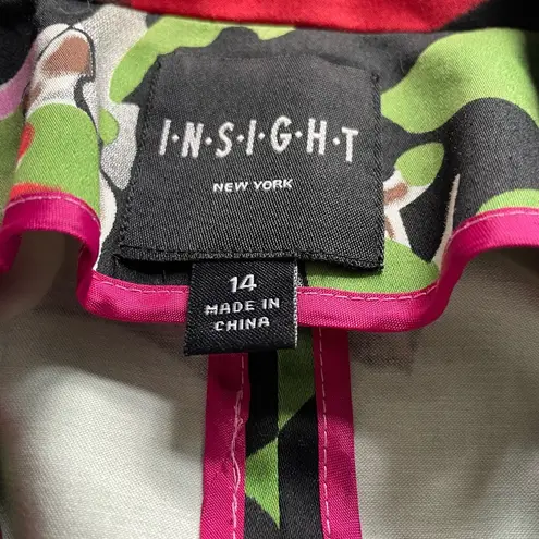 EUC Funky Floral Stretch Cotton Insight New York Jacket 14 Boho Indie Sleeze Pink