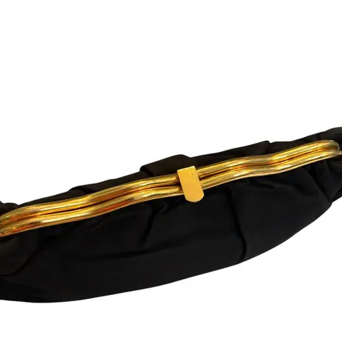 Vintage Best & Co Velvet Evening Clutch with Hand Carry Strap Black