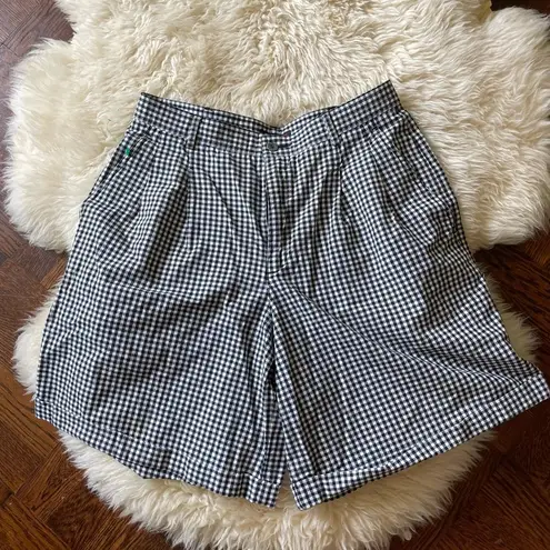 Bermuda Vintage gingham black and white shorts high rise pleated