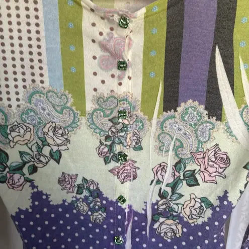 Buttons CUT CUTE CARDIGAN SWEATER WITH Glass . Sz: S