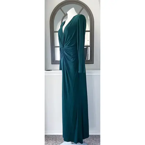 Ralph Lauren Lauren  Twist Front Jersey Gown in Green, Size 16 New w/Tag $225