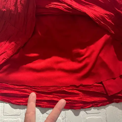 Alex Evenings Gown Dress 12 Red Taffeta Off the Shoulder Formal Cocktail Sheath