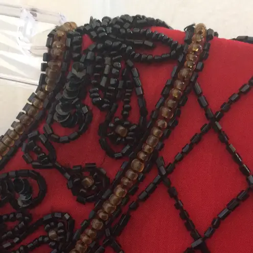 FINAL MARKDOWN Papell boutique beaded evening top medium Red