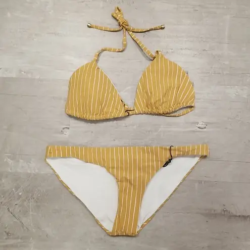 Vitamin A 💕💕 Bikini Set Gia Triangle Top + Luciana Bottom Dorada Stripe 8 M NWT