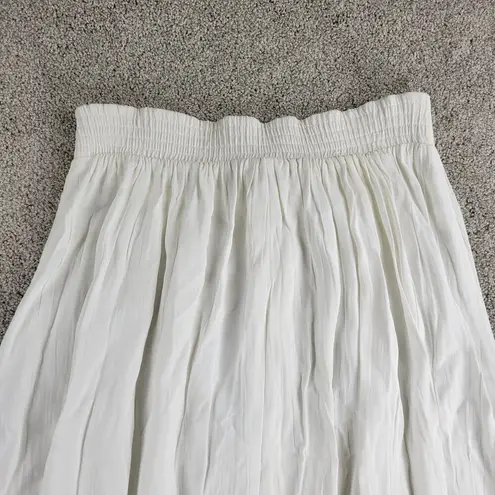 VTG Melrose Summer Maxi Skirt Womens S White Crinkle Crochet Buttons Lined