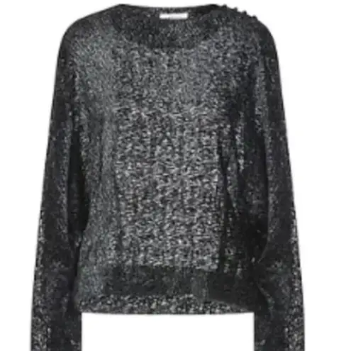 The Attico Woven Long Sleeve Blouse Black size 8 Size M