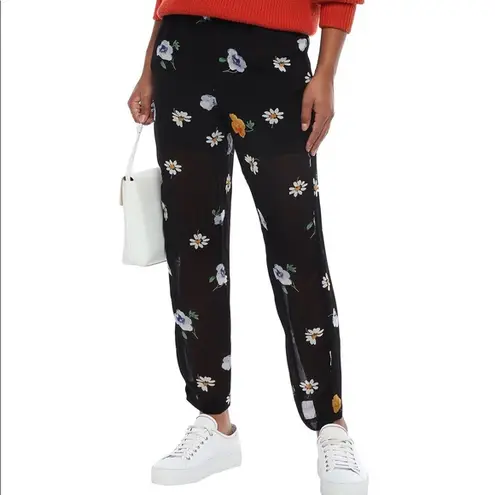 Ganni Dainty Georgette floral print sheer wide leg pants EU size 36